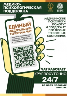 Единый федеральный телеграм-чат медицинской психологической поддержки участников СВО перешёл на круглосуточный режим работы